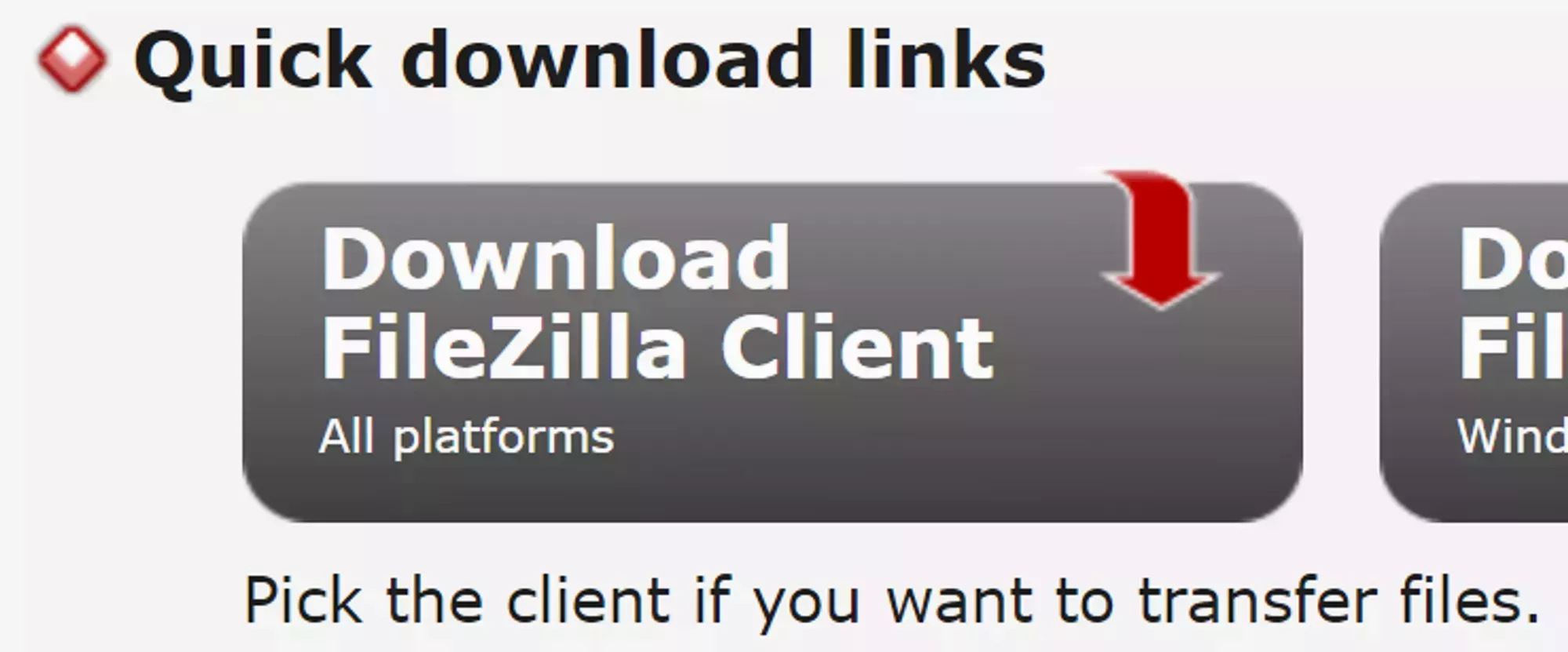 The download button located on the FileZilla website