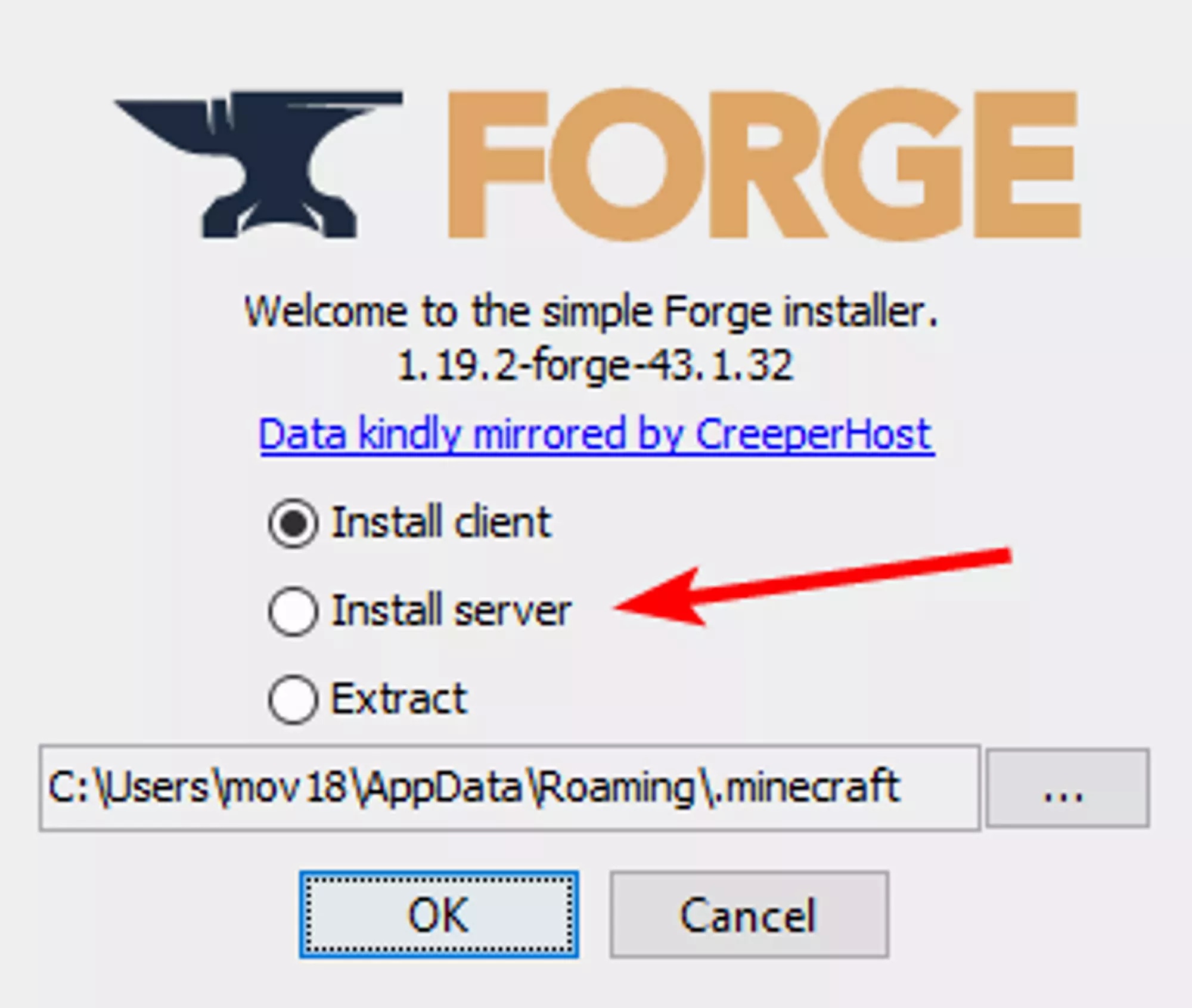 The 2nd option on the Forge Installer titled &quot;Install Server&quot;
