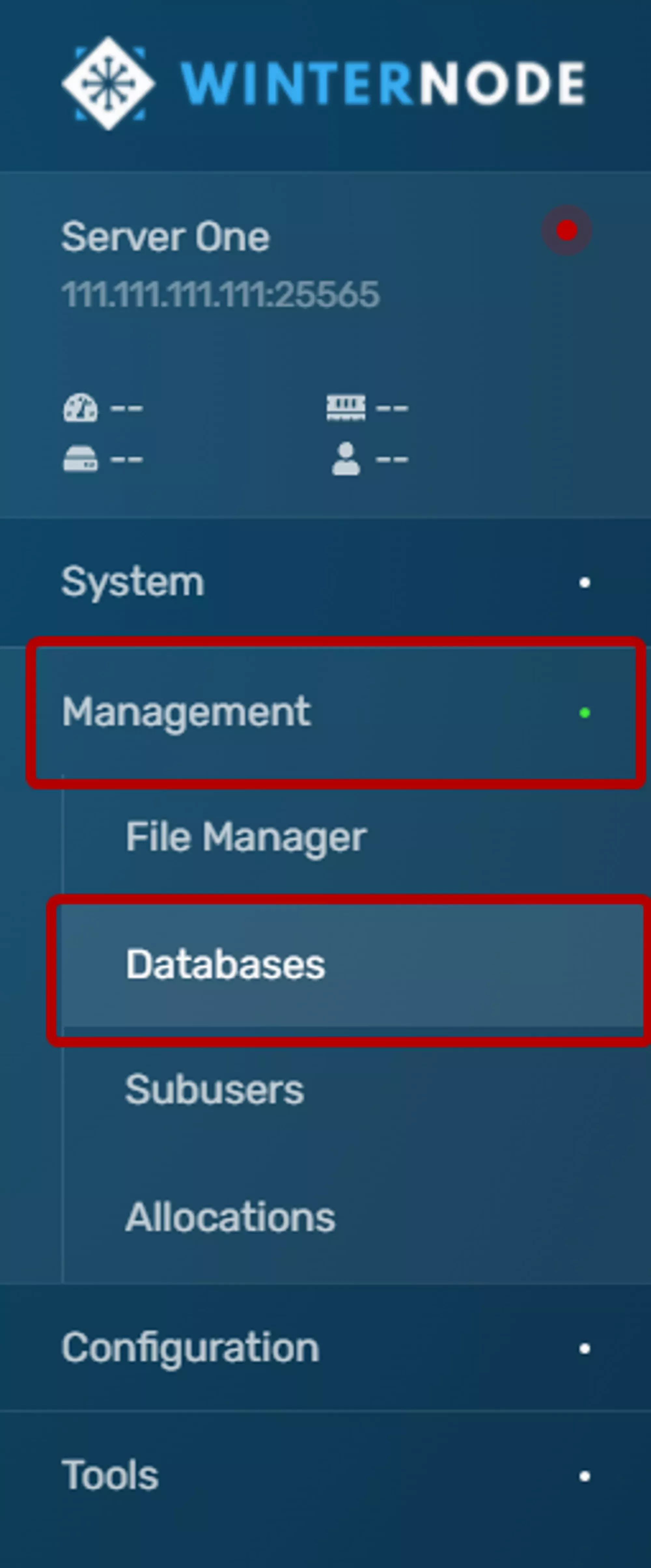 The databases tab located on the GCP navbar under the Management dropdown