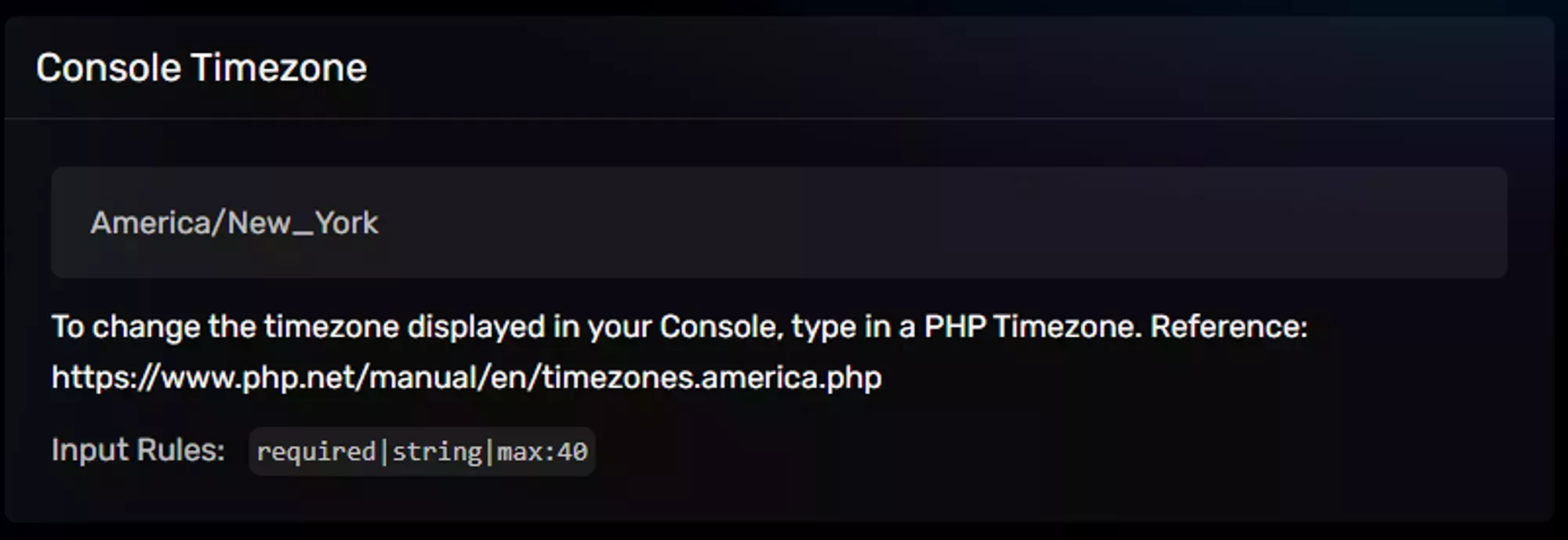 The Console TimeZone Startup Parameter
