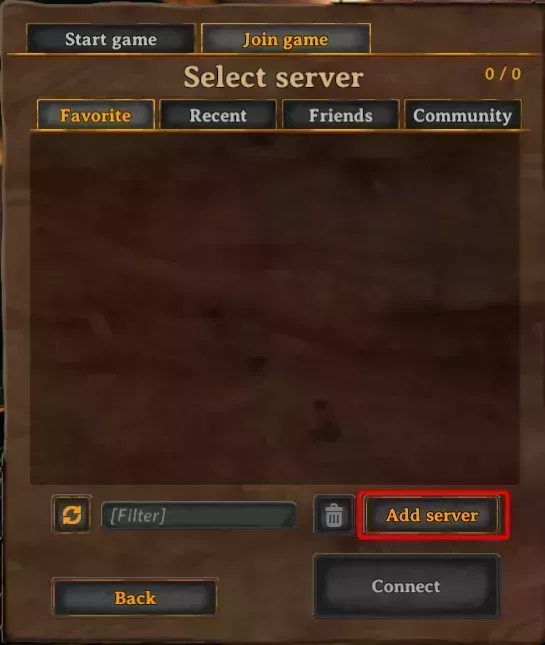 The add server button, located in the bottom right of the Join Game tab