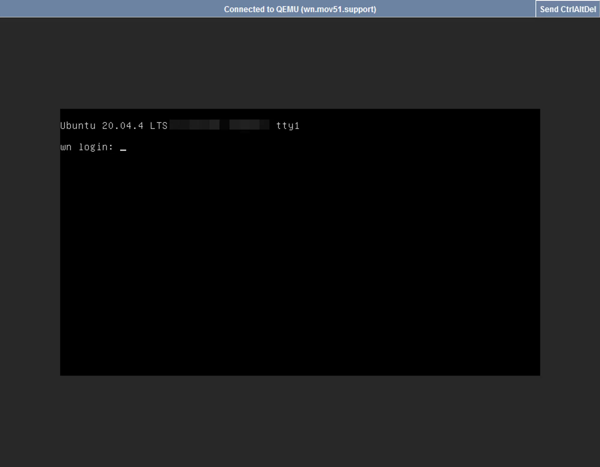 The noVNC page showing a Linux terminal